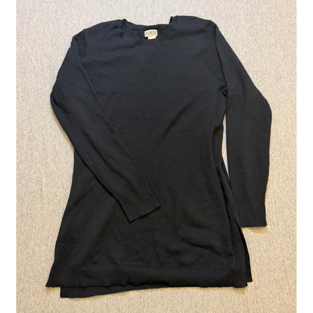 Duluth Trading Co Womens Sno Sweat Crew Neck Tunic Sweater Black 82807 XXL NEW